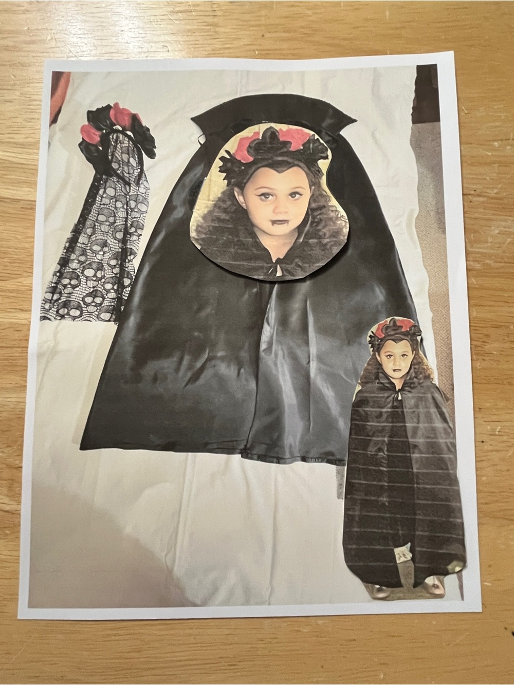 Girls Black Halloween Cape with Headpiece